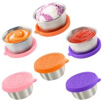 Recipientes de molho para salada Qukaka 50mL em aço inoxidável x6
