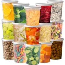 Recipientes de plástico Deli TashiBox 32 onças (48 conjuntos) com tampas transparentes Recipientes de plástico Deli TashiBox 32 onças (48 conjuntos) com tampas transparentes
