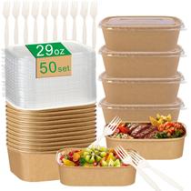 Recipientes de preparação de refeições Artuxer, 29 onças, pacote com 50 tigelas de papel kraft