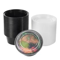 Recipientes de preparação de refeições FULING 1,1 L redondos, 50 unidades com tampas pretas