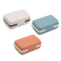 Recipientes de sabão XJMWXHFC Travel com tampa, 3 unidades (azul, branco, marrom)