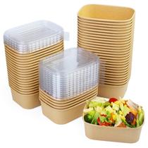 Recipientes de salada de papel descartáveis Fniiva 750mL (pacote com 50)