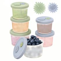 Recipientes de silicone para alimentos para bebês reutilizáveis btrfe, pacote com 6 tampas