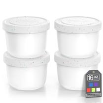 Recipientes de sorvete BALCI 473 ml com tampas de silicone (conjunto de 4) Recipientes de sorvete BALCI 473 ml com tampas de silicone (conjunto de 4)