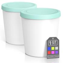 Recipientes de sorvete BALCI Premium 1L (pacote com 2) com tampas de hortelã Recipientes de sorvete BALCI Premium 1L (pacote com 2) com tampas de hortelã