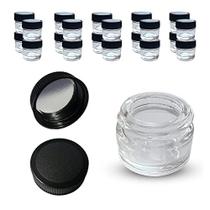 Recipientes de vidro espesso de 5ml para 100 embalagens com tampas pretas herméticas e forro de espuma reflexiva - frascos para óleo, bálsamo labial, cera, cosméticos, maquiagem, concentrado