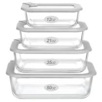 Recipientes de vidro para alimentos EcoEvo Grey-J4R, conjunto de 4