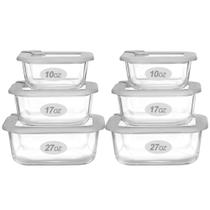 Recipientes de vidro para alimentos EcoEvo Grey-J6S com tampa de vidro, 4 unidades Recipientes de vidro para alimentos EcoEvo Grey-J6S com tampa de vidro, 4 unidades