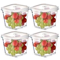 Recipientes de vidro para armazenamento de alimentos H.JSS WDJS 800 mL (pacote com 4) Recipientes de vidro para armazenamento de alimentos H.JSS WDJS 800 mL (pacote com 4)