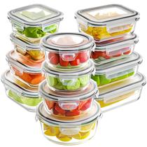 Recipientes de vidro para armazenamento de alimentos HOMBERKING 12 conjuntos cinza Recipientes de vidro para armazenamento de alimentos HOMBERKING 12 conjuntos cinza