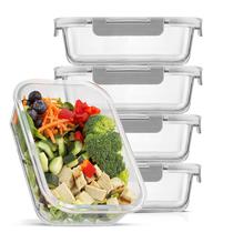 Recipientes de vidro para armazenamento de alimentos JoyJolt, pacote com 5 litros, herméticos