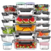 Recipientes de Vidro para Armazenamento de Alimentos KEMETHY 40 peças, Livre de BPA Recipientes de Vidro para Armazenamento de Alimentos KEMETHY 40 peças, Livre de BPA
