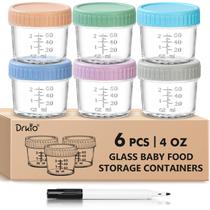 Recipientes de vidro para armazenamento de alimentos para bebês DRKIO 120mL, pacote com 6 Recipientes de vidro para armazenamento de alimentos para bebês DRKIO 120mL, pacote com 6