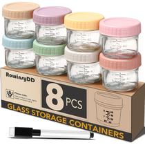 Recipientes de vidro para armazenamento de alimentos para bebês RowinSydd 120ml, pacote com 8 Recipientes de vidro para armazenamento de alimentos para bebês RowinSydd 120ml, pacote com 8