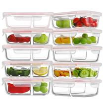 Recipientes de vidro para preparação de refeições HOMBERKING 630mL 2 compartimentos x10