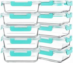 Recipientes de vidro para preparação de refeições KOMUEE, 10 pacotes de 900 ml com tampas
