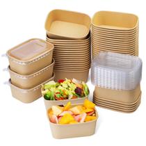 Recipientes descartáveis para alimentos Fniiva, taças de papel de 29 onças com tampas Recipientes descartáveis para alimentos Fniiva, taças de papel de 29 onças com tampas