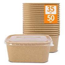 Recipientes para alimentos Celel, pacote de 50, papel de 1 litro com tampas, para micro-ondas Recipientes para alimentos Celel, pacote de 50, papel de 1 litro com tampas, para micro-ondas