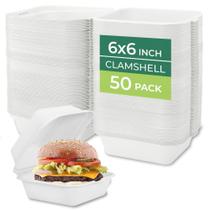 Recipientes para alimentos Clamshell Freshware 6x6, pacote com 50 tampas