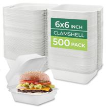 Recipientes para alimentos Clamshell Freshware 6x6, pacote com 500 tampas