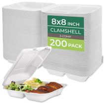 Recipientes para alimentos Freshware Clamshell com tampas, 3 compartimentos