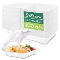 Recipientes para alimentos Freshware Clamshell com tampas, 9x9, pacote com 100