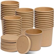 Recipientes para alimentos GUSTO Kraft Paper 470mL 50 unidades com tampas Recipientes para alimentos GUSTO Kraft Paper 470mL 50 unidades com tampas