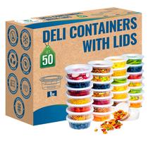 Recipientes para alimentos SafeWare Deli Plastic 8 onças 50 conjuntos herméticos