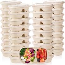 Recipientes para alimentos Yesland, 50 unidades, 1000 ml de bagaço, 2 compartimentos Recipientes para alimentos Yesland, 50 unidades, 1000 ml de bagaço, 2 compartimentos