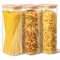 Recipientes para Armazenamento de Alimentos ComSaf 2,2 L de Vidro com Tampas de Bambu Recipientes para Armazenamento de Alimentos ComSaf 2,2 L de Vidro com Tampas de Bambu