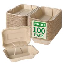 Recipientes para lancheira para viagem Aricsen Compostable, pacote com 100 Recipientes para lancheira para viagem Aricsen Compostable, pacote com 100