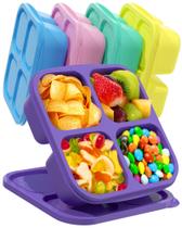 Recipientes para lanches Bento Canfanni, 4 compartimentos, 5 peças, multicoloridos Recipientes para lanches Bento Canfanni, 4 compartimentos, 5 peças, multicoloridos