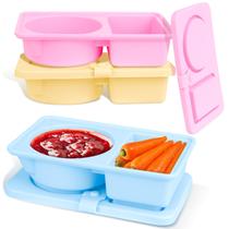 Recipientes para lanches Tizuxa Silicone reutilizáveis, pacote com 3 tampas Recipientes para lanches Tizuxa Silicone reutilizáveis, pacote com 3 tampas