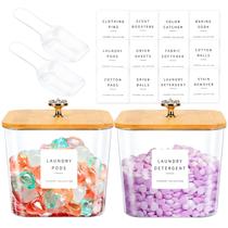 Recipientes para lavanderia POLRAI, pacote com 2, 2,6 L com tampas e etiquetas