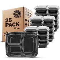 Recipientes para preparação de refeições Freshware, 3 compartimentos, 32 ml (pacote com 25)