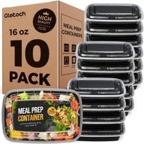 Recipientes para Preparação de Refeições Glotoch Express 16 oz (473 ml) - Pacote com 10 Unidades - Preto