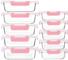 Recipientes para preparação de refeições M MCIRCO Glass, pacote com 10 unidades, rosa Recipientes para preparação de refeições M MCIRCO Glass, pacote com 10 unidades, rosa