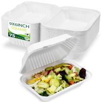Recipientes para viagem BIRCHIO, pacote 75, 23x15cm com tampas 100% compostáveis Recipientes para viagem BIRCHIO, pacote 75, 23x15cm com tampas 100% compostáveis
