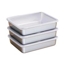 Recipientes Retangulares Grandes De Aço Inoxidável Para Armazenamento De Alimentos, 3 Peças, Bandeja