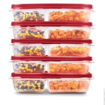 Recipientes Rubbermaid EasyFindLids para Preparação de Refeições (1,2L) - Pacote com 5 (Vermelho)
