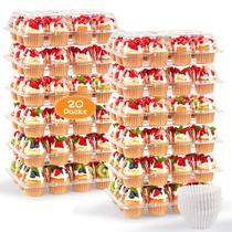 Recipientes Transparentes para Cupcakes JPPSUJJ, Pacote com 20 Unidades