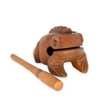 Reco-reco infantil sapo em madeira com baqueta