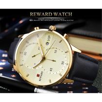 RECOMPENSA Relógios de Ouro Masculino Movimento de Quartzo