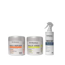 Reconstrução max repair de 500g +hidratação de maçã verde 500g + finalizador 300ml