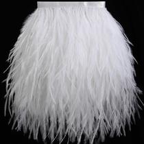 Recorte de plumas de avestruz blanca Soarer con flecos 1.5 capas 10-13 cm 2 m