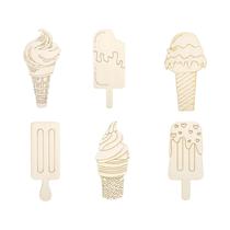 Recortes De Madeira De Sorvete De Verão 6/30 Peças DIY Para Pintura E Artesanato Em Festas De Recortes De Madeira De Sorvete De Verão 6/30 Peças DIY Para Pintura E Artesanato Em Festas De