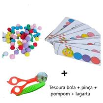 recurso pedagógico montessori tesoura bola + pinça + pompom + pareamento cores lagarta recurso pedagógico montessori tesoura bola + pinça + pompom + pareamento cores lagarta