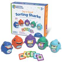 Recursos de aprendizagem de brinquedos Montessori Say-a-Sound Sorting Sharks