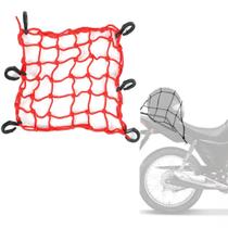 Rede Aranha Elástica Vermelho Com Ganchos Moto Bagageiro E Capacete
