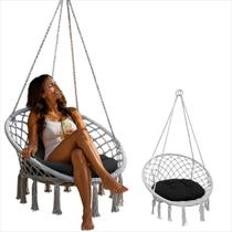 Rede Cadeira Balanco Suspensa Algodao Corda Casa Teto Varanda Quintal Jardim Area Deck Resistente Confortavel Lazer